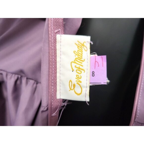 Vintage EVE OF MILADY Lavender Satin Prom Gown 1970s ILGWU - Picture 10 of 12